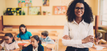 Image of teacher in front of students